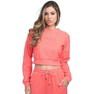 SikSilk Womens/Ladies Embroidered Loop Back Crop Sweatshirt / Pink